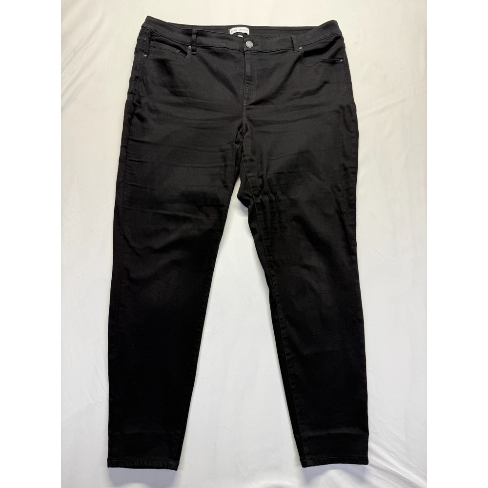 Lane Bryant Ankle Pants Womens 22 Black Cotton Stretch Flat Front Tapered Leg